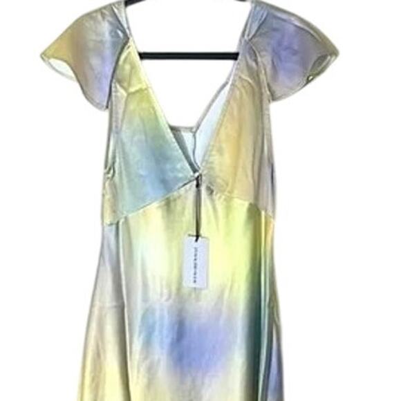 NWT WeWoreWhat Lace Silky Charmeuse Midi Maxi Slip Dress 0 Gold Ombre Watercolor - Picture 7 of 15